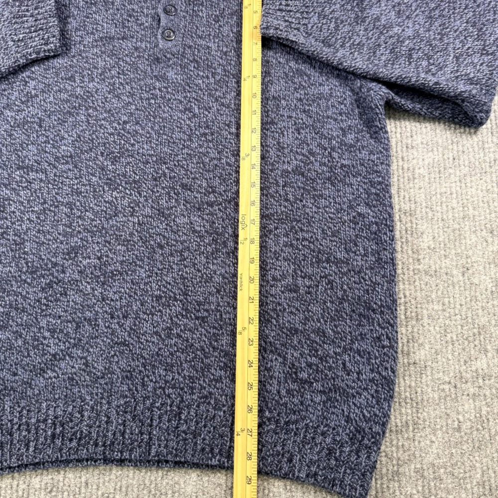 LL Bean Mens XL Tall Lambswool Mock Neck Button Sweater Blue Marl 251615 - Picture 4 of 8
